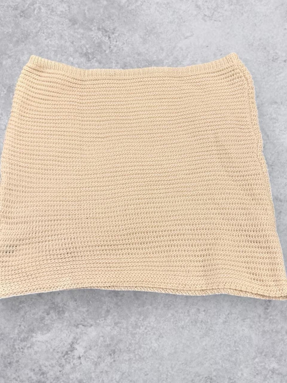 Knit Mini Skirt in Beige